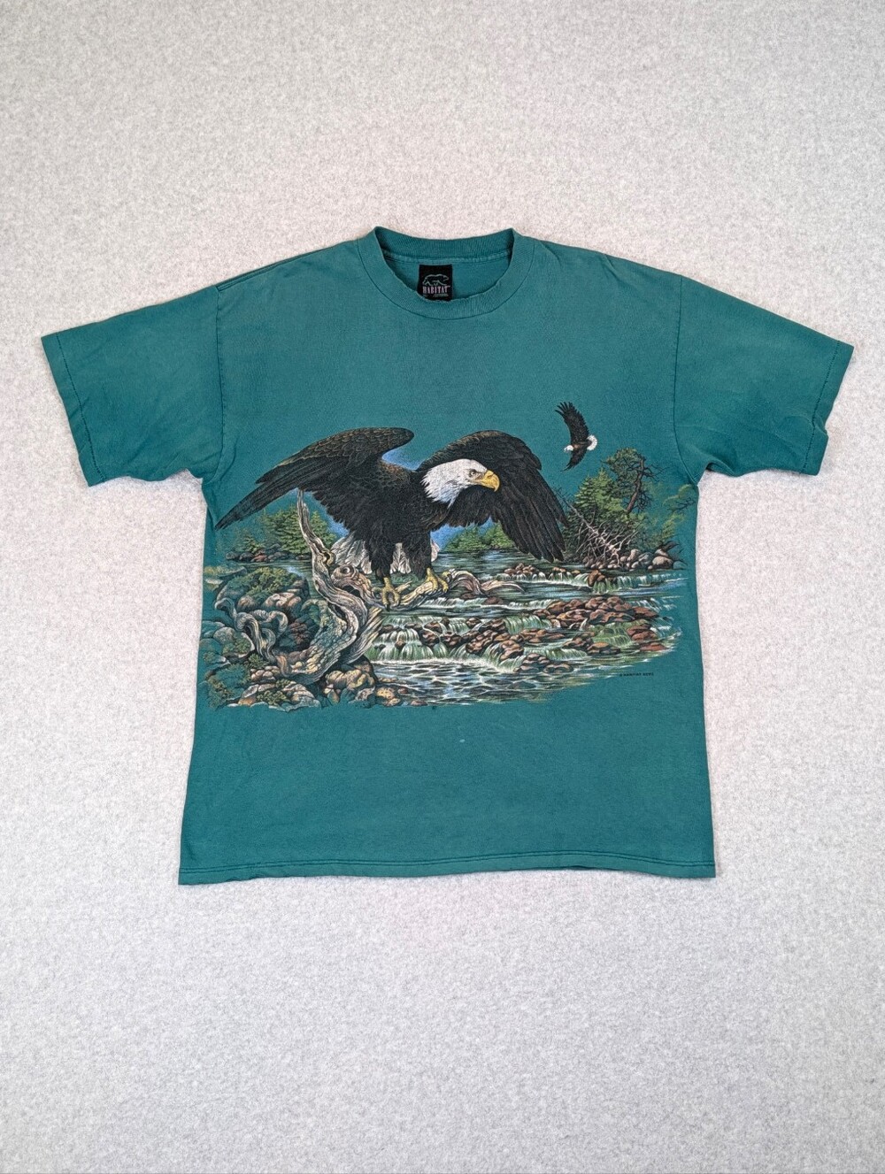 Vintage 90s Habitat T-Shirt XL Eagle Wrap Around  Single Stitch Nature Vtg USA